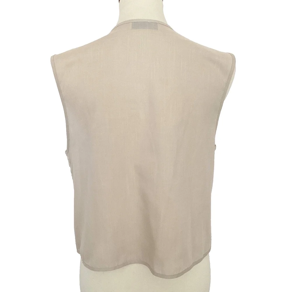 Jessica Michelle Beige & Cream Open Weave Lightweight Vest Size M - Picture 5 of 6